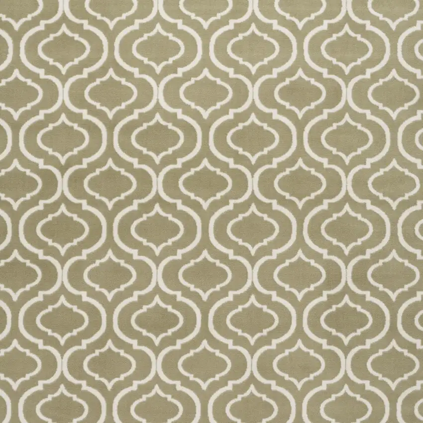 Olive Green and Ivory Trellis Non Skid Area Rug Photo 5