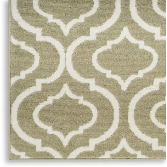 Olive Green and Ivory Trellis Non Skid Area Rug Photo 8