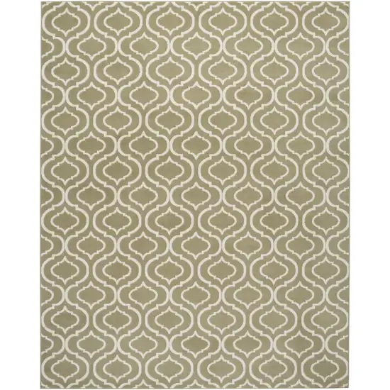 Olive Green and Ivory Trellis Non Skid Area Rug Photo 8