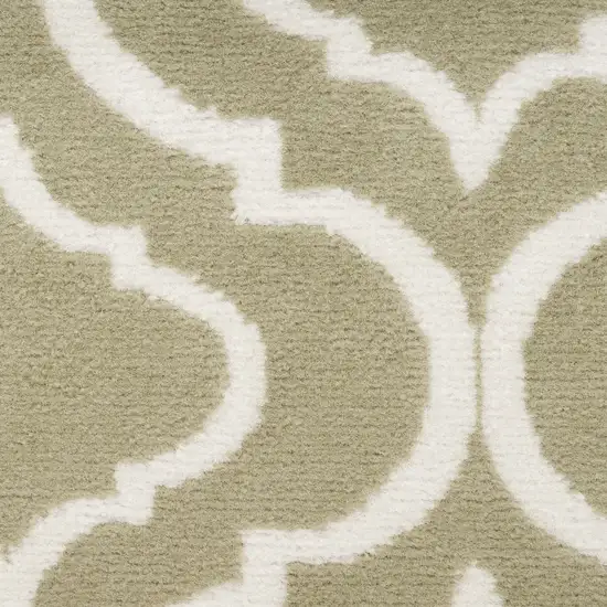 Olive Green and Ivory Trellis Non Skid Area Rug Photo 3