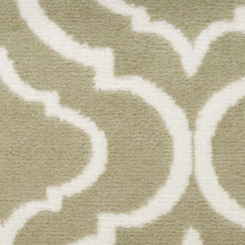 Olive Green and Ivory Trellis Non Skid Area Rug Photo 3