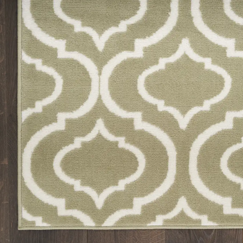 Olive Green and Ivory Trellis Non Skid Area Rug Photo 6