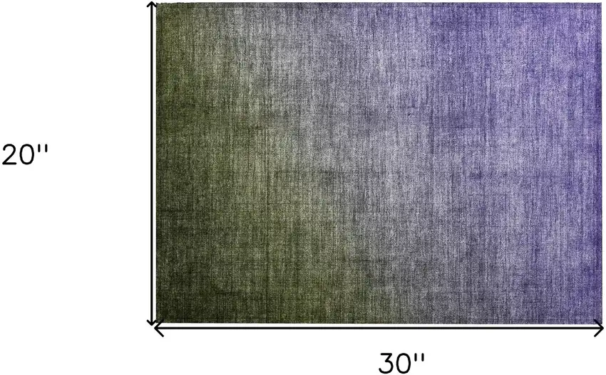 Olive Green and Purple Ombre Washable Non Skid Indoor Outdoor Area Rug Photo 3