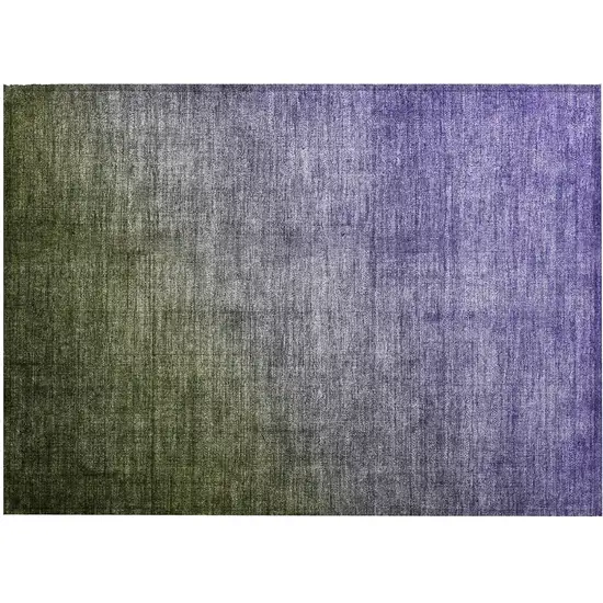 Olive Green and Purple Ombre Washable Non Skid Indoor Outdoor Area Rug Photo 2