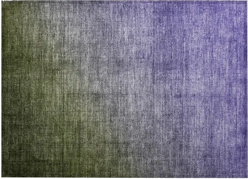 Olive Green and Purple Ombre Washable Non Skid Indoor Outdoor Area Rug Photo 2