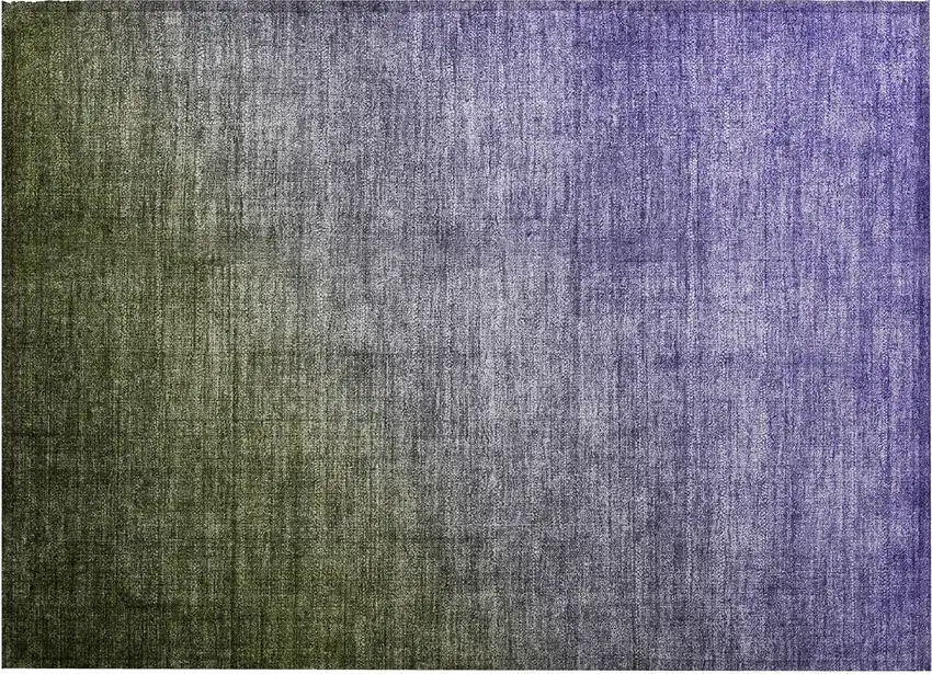 Olive Green and Purple Ombre Washable Non Skid Indoor Outdoor Area Rug Photo 2
