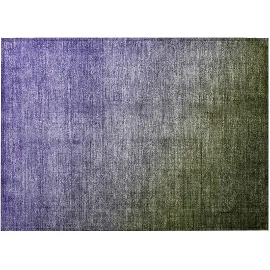 Olive Green and Purple Ombre Washable Non Skid Indoor Outdoor Area Rug Photo 4