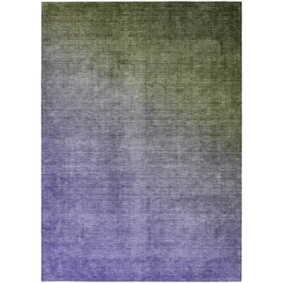 Olive Green and Purple Ombre Washable Non Skid Indoor Outdoor Area Rug Photo 3