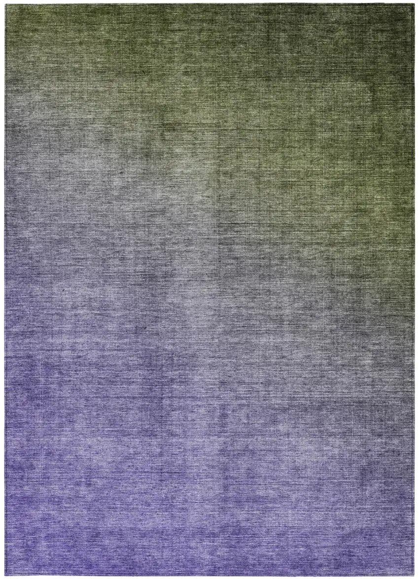 Olive Green and Purple Ombre Washable Non Skid Indoor Outdoor Area Rug Photo 3