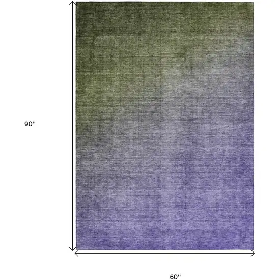 Olive Green and Purple Ombre Washable Non Skid Indoor Outdoor Area Rug Photo 7