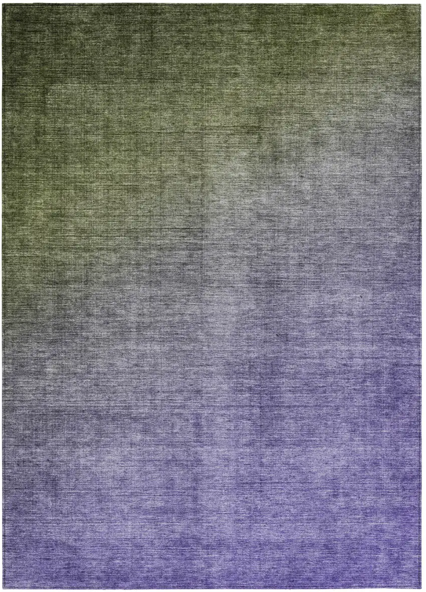 Olive Green and Purple Ombre Washable Non Skid Indoor Outdoor Area Rug Photo 2