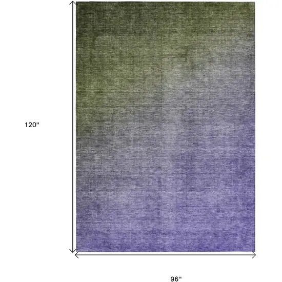 Olive Green And Purple Ombre Washable Indoor Outdoor Area Rug Photo 7