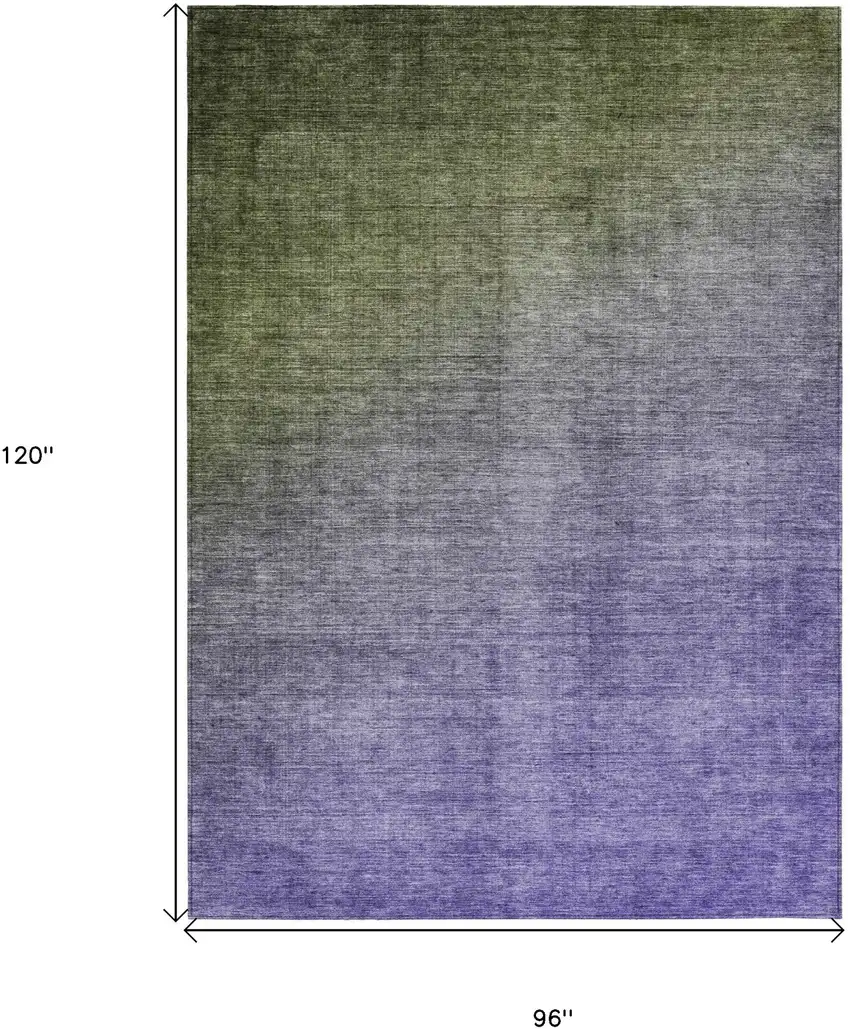 Olive Green And Purple Ombre Washable Indoor Outdoor Area Rug Photo 7