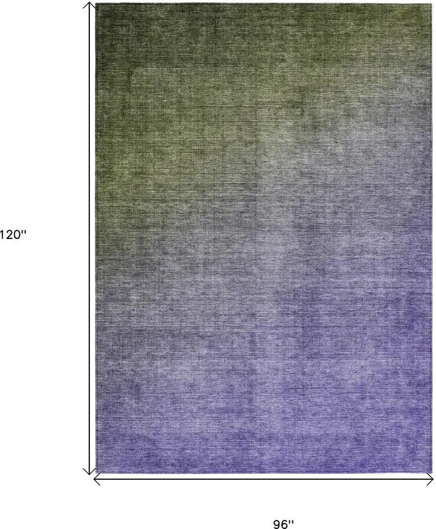 Olive Green and Purple Ombre Washable Non Skid Indoor Outdoor Area Rug Photo 3