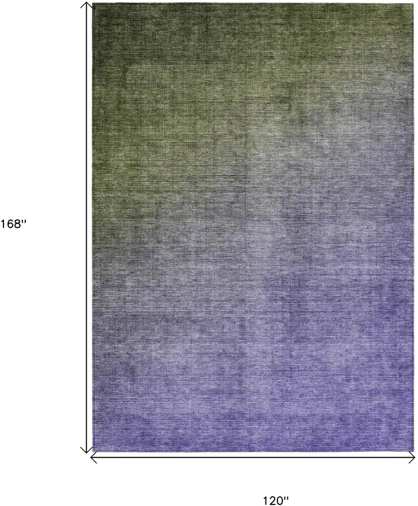 Olive Green and Purple Ombre Washable Non Skid Indoor Outdoor Area Rug Photo 3