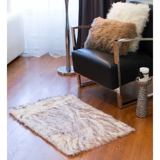 Ombre Brown Faux Sheepskin Area Rug Photo 2