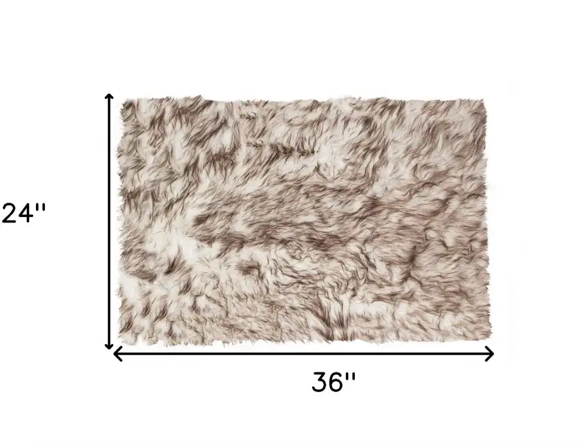 Ombre Brown Faux Sheepskin Area Rug Photo 6