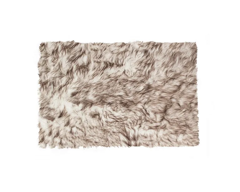 Ombre Brown Faux Sheepskin Area Rug Photo 1