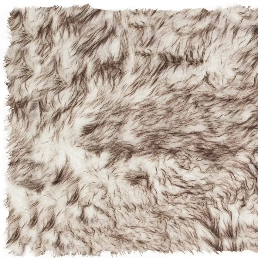 Ombre Brown Faux Sheepskin Area Rug Photo 5