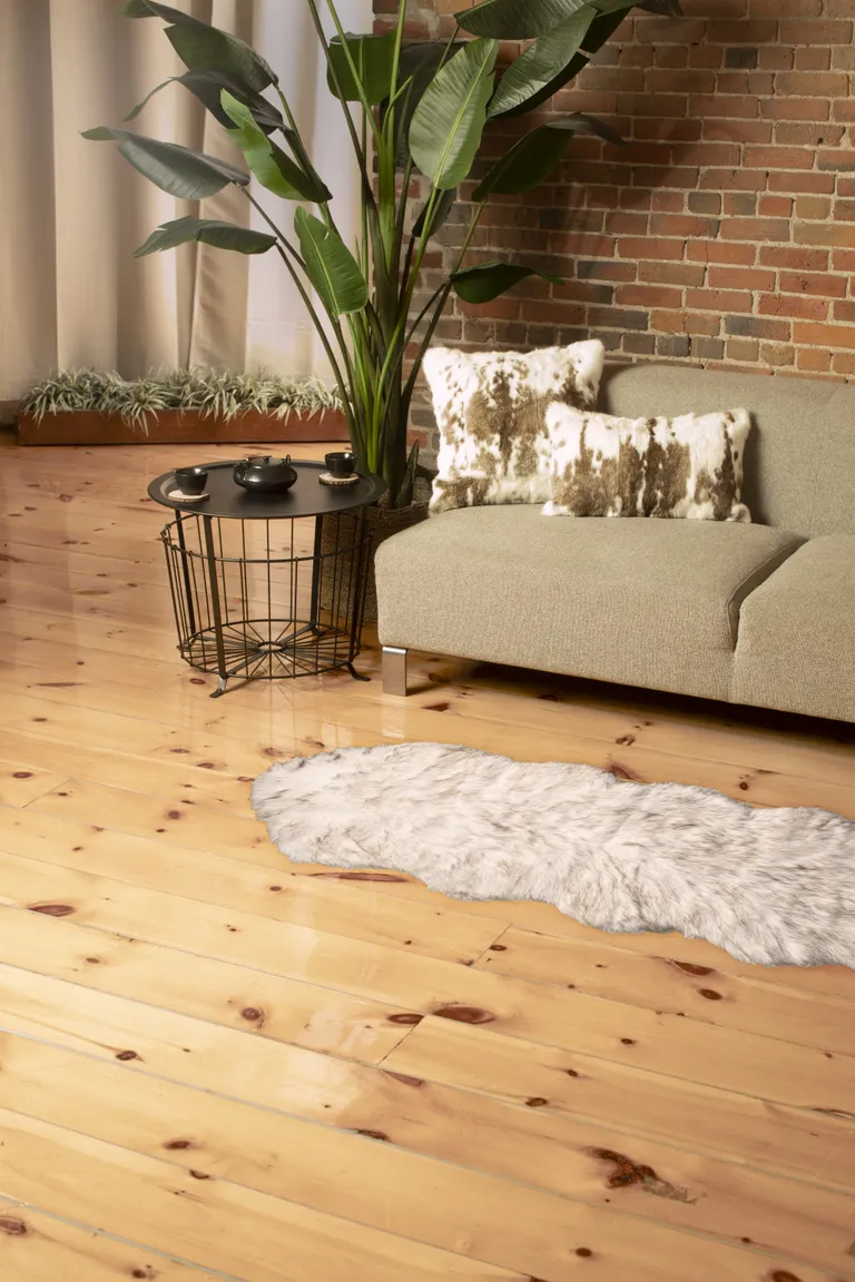 Ombre Chocolate Faux Fur Washable Non Skid Area Rug Photo 2
