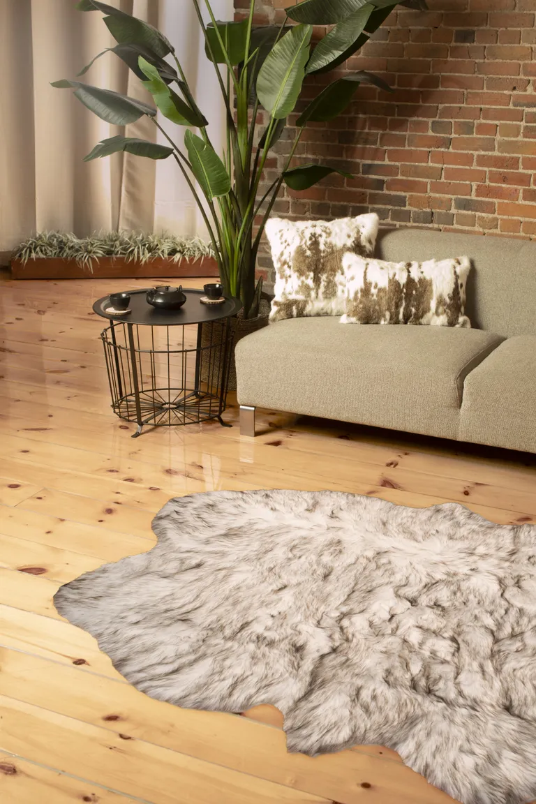 Ombre Chocolate Faux Fur Washable Non Skid Area Rug Photo 2