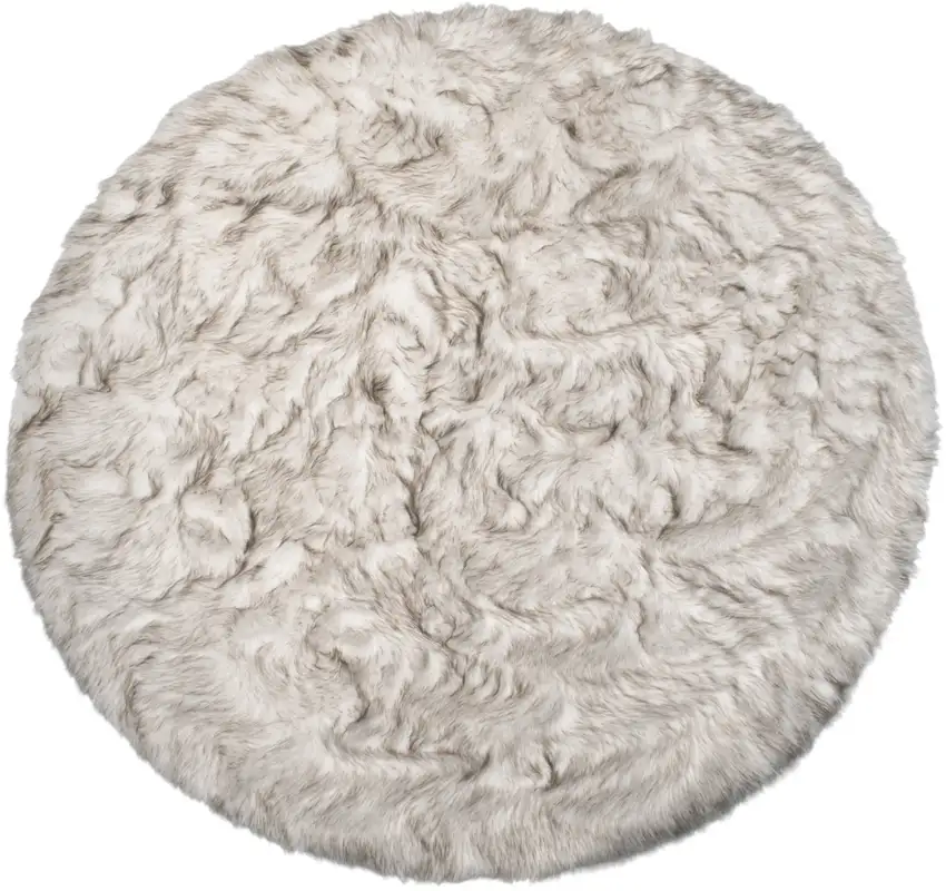 Ombre Chocolate Round Faux Fur Washable Non Skid Area Rug Photo 1