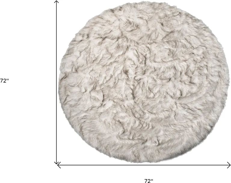 Ombre Chocolate Round Faux Fur Washable Non Skid Area Rug Photo 4