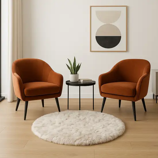 6' X 6' Ombre Chocolate Round Faux Fur Washable Non Skid Area Rug Photo 1