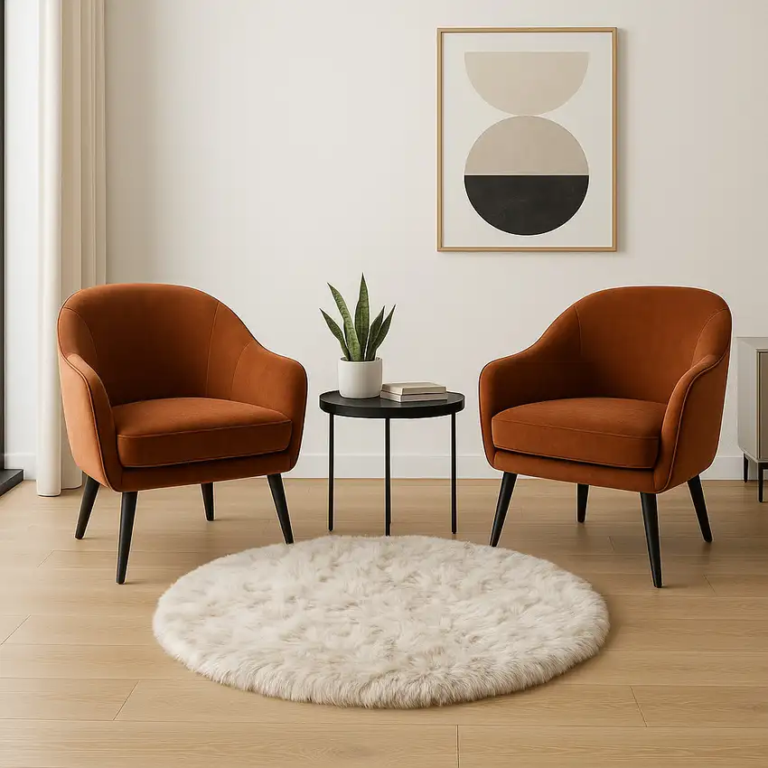 6' X 6' Ombre Chocolate Round Faux Fur Washable Non Skid Area Rug Photo 1