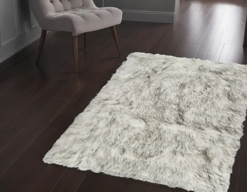 Gray Shag Sheepskin Area Rug Photo 1