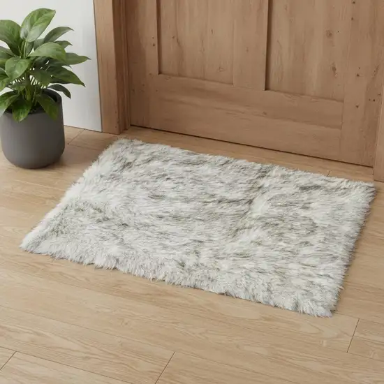 Gray Faux Fur Area Rug Photo 1
