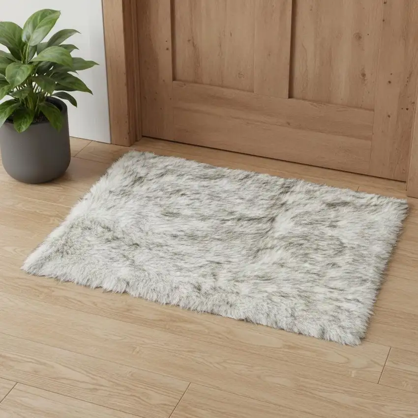 Gray Faux Fur Area Rug Photo 1