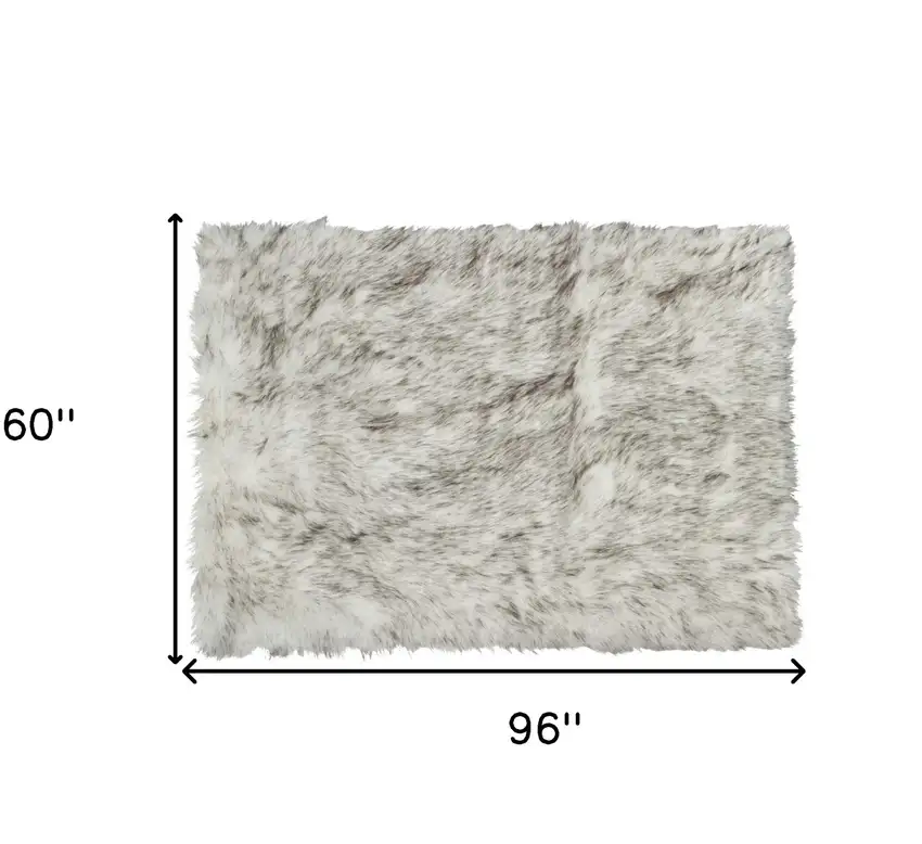 Gray Faux Fur Ombre Flokati Washable Area Rug Photo 6