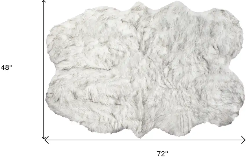 Ombre Grey Faux Fur Washable Non Skid Area Rug Photo 5