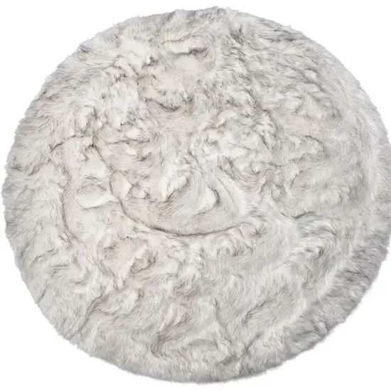 6' X 6' Ombre Grey Round Faux Fur Washable Non Skid Area Rug Photo 5