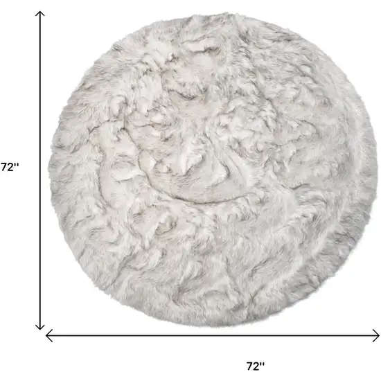 6' X 6' Ombre Grey Round Faux Fur Washable Non Skid Area Rug Photo 3