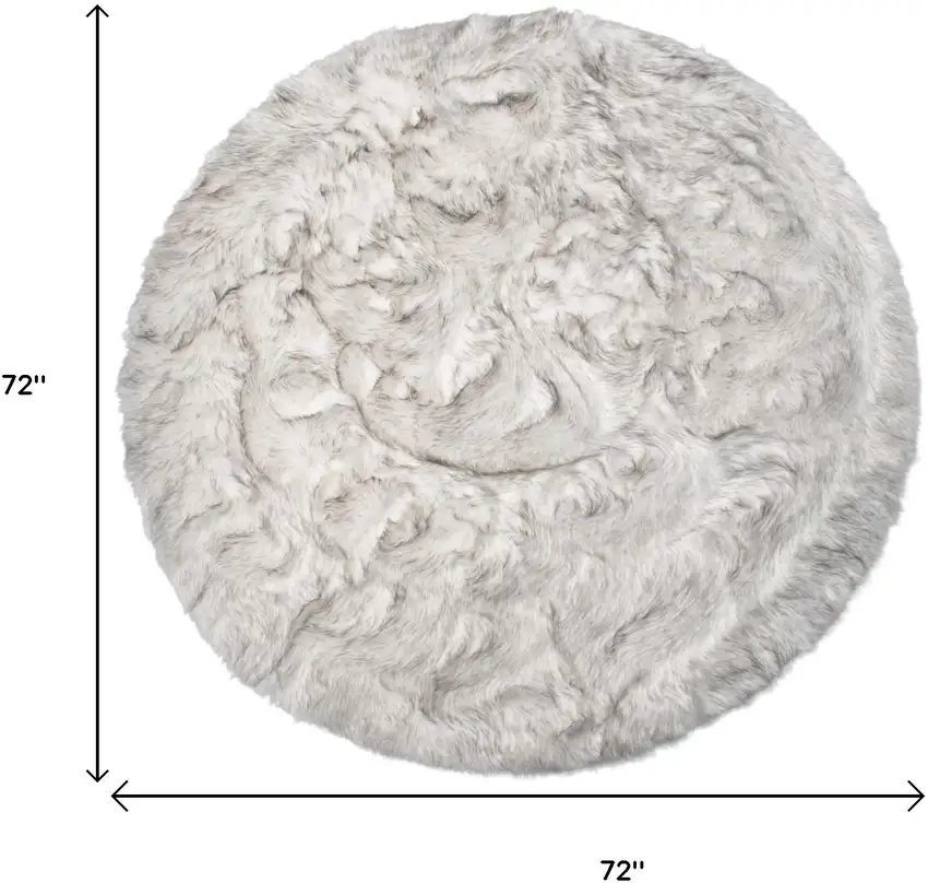 6' X 6' Ombre Grey Round Faux Fur Washable Non Skid Area Rug Photo 3