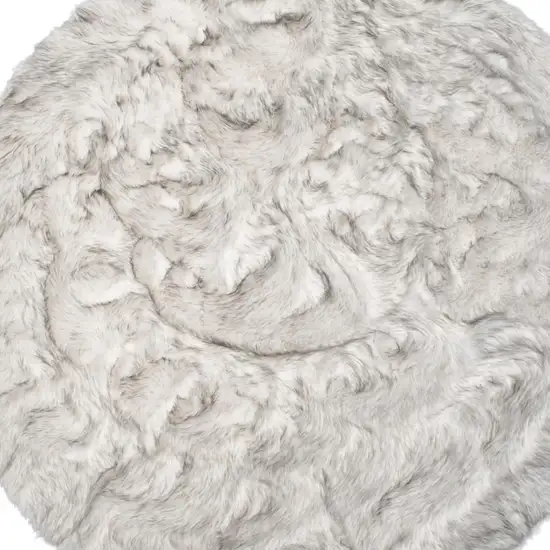 6' X 6' Ombre Grey Round Faux Fur Washable Non Skid Area Rug Photo 4