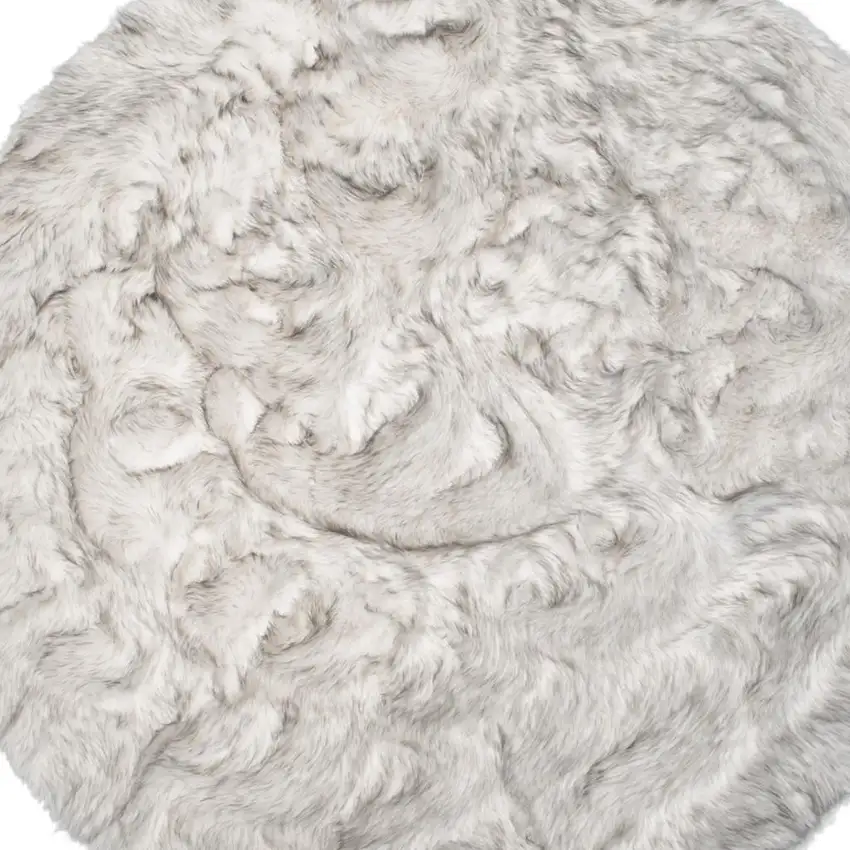 6' X 6' Ombre Grey Round Faux Fur Washable Non Skid Area Rug Photo 4
