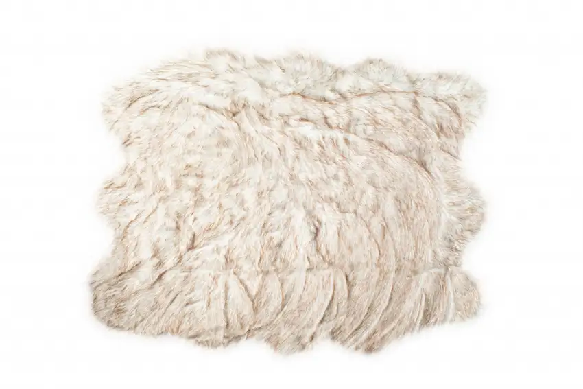 Ombre Tan Faux Fur Washable Non Skid Area Rug Photo 1