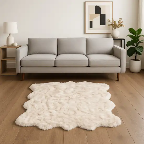 Ombre Tan Faux Fur Washable Non Skid Area Rug Photo 1
