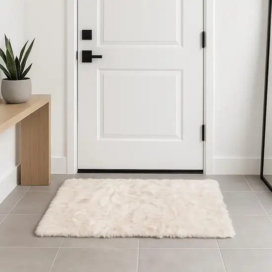 Ombre Tan Faux Fur Washable Non Skid Area Rug Photo 1