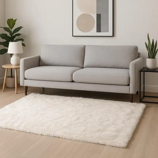 Ombre Tan Faux Fur Washable Non Skid Area Rug Photo 1