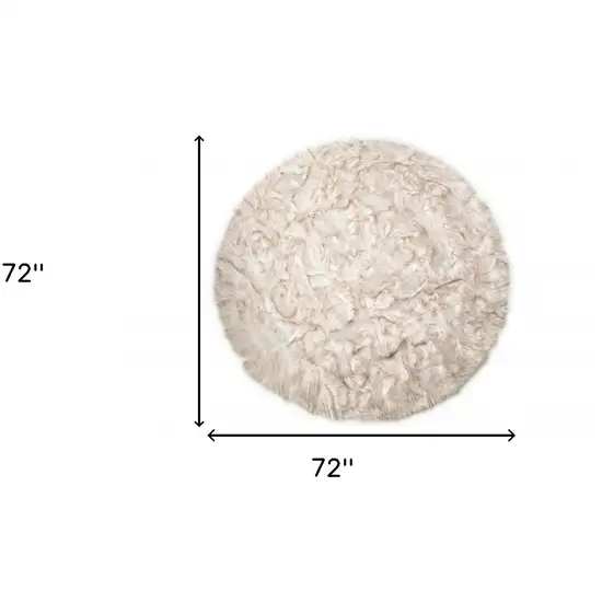 6' X 6' Ombre Tan Round Faux Fur Washable Non Skid Area Rug Photo 3