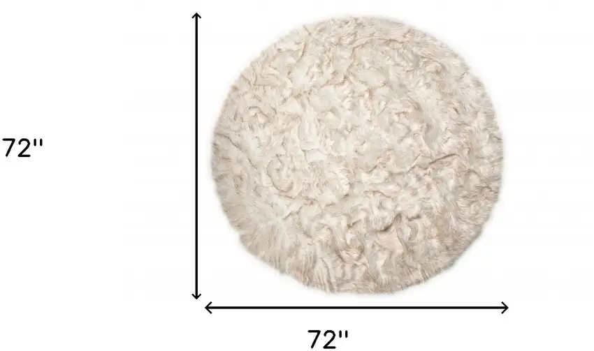 6' X 6' Ombre Tan Round Faux Fur Washable Non Skid Area Rug Photo 3