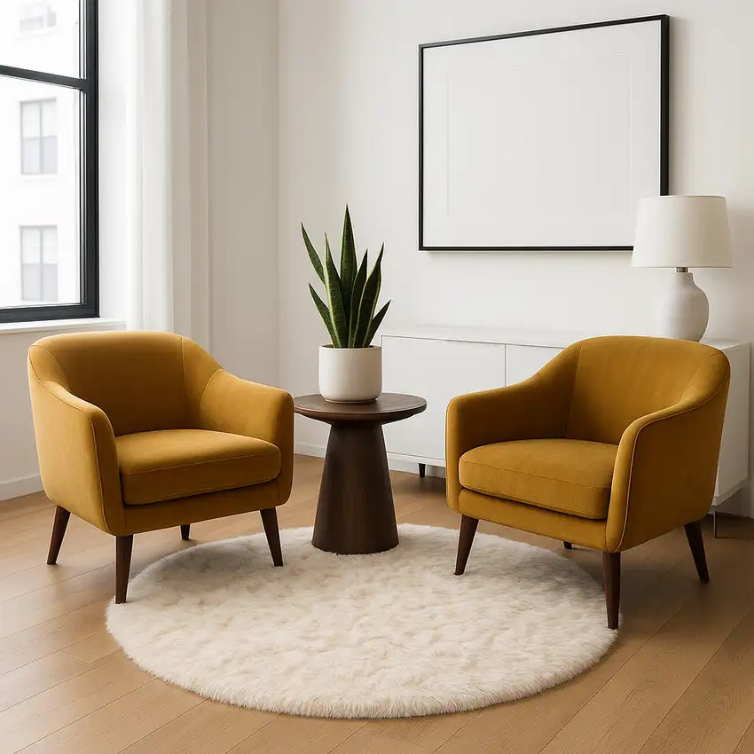 6' X 6' Ombre Tan Round Faux Fur Washable Non Skid Area Rug Photo 1