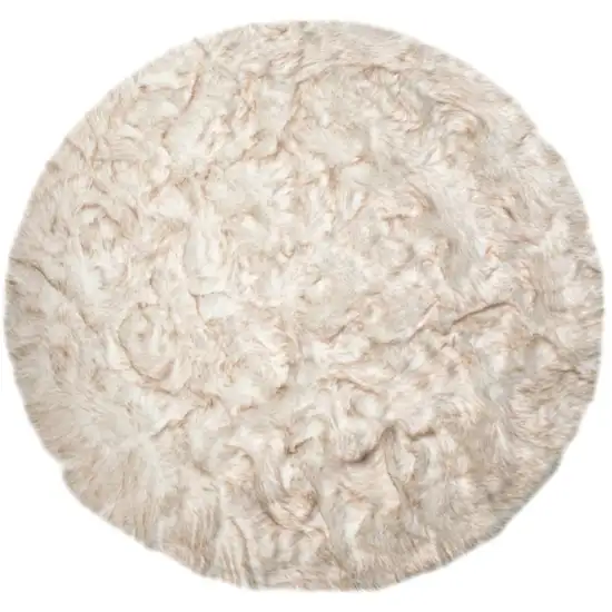 6' X 6' Ombre Tan Round Faux Fur Washable Non Skid Area Rug Photo 2