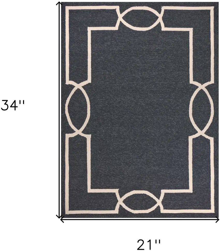Gray and Ivory Handmade Indoor Outdoor Area Rug Photo 3