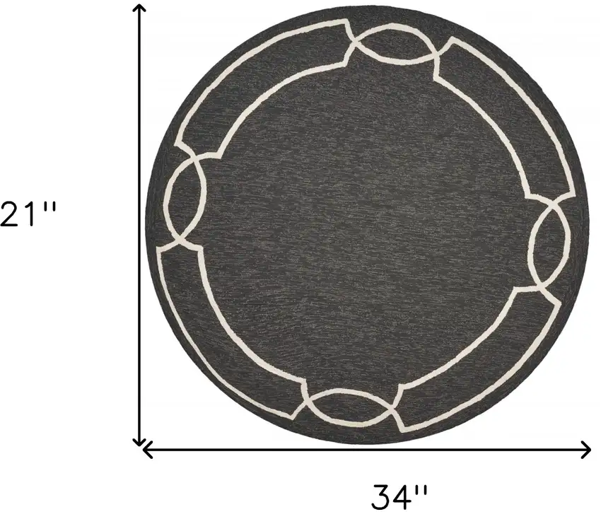 Onyx Black Hand Hooked Uv Treated Bordered Indoor Outdoor Accent Rug Photo 6