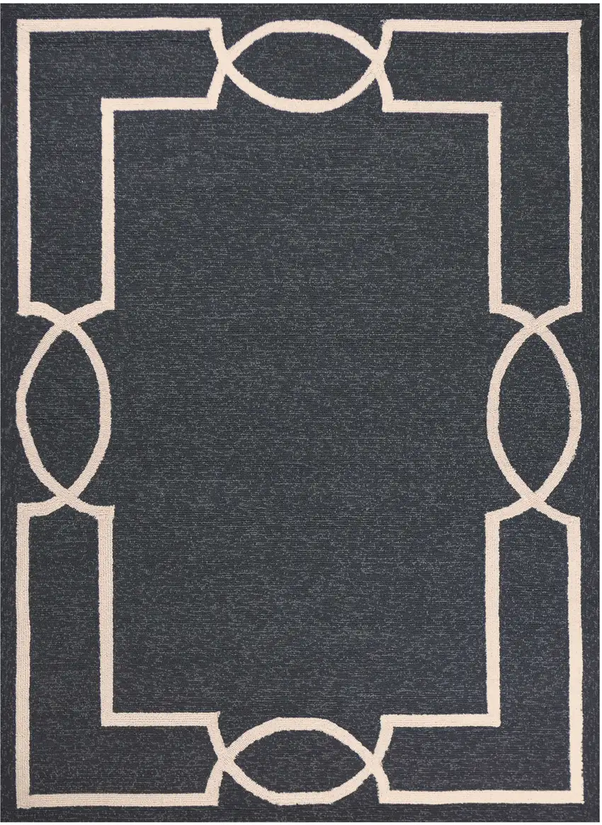 Gray and Ivory Handmade Indoor Outdoor Area Rug Photo 2